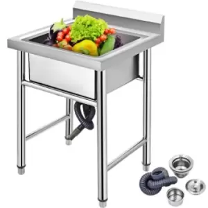 VEVOR Handmade Sink Non-magnetic Stainless Steel Kitchen Sink Hand Made 1 Compartment 17.5?x 10 x 16.5" Capacity Huge Tub Sink for Farmhouse Cafe Shop