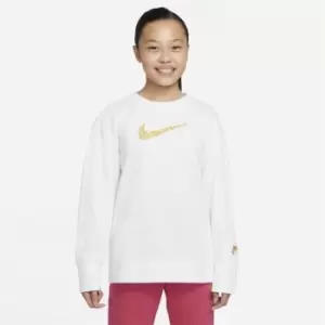 Nike Daisy Crew Long Sleeve T Shirt Junior Girls - White