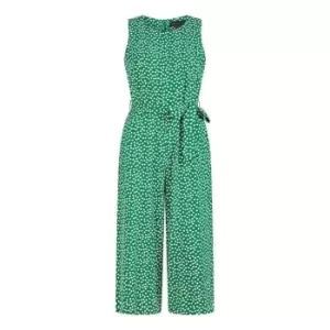 Mela London Green Daisy Sleeveless Culotte Jumpsuit - Green