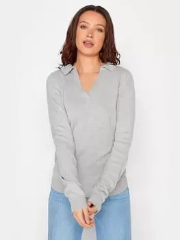 Long Tall Sally Collar Jumper - Pale Grey, Size 10-12, Women