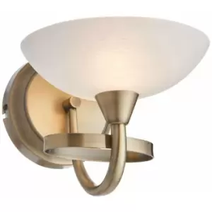 Loops - Dimming LED Wall Light Brass & White Lined Glass Vintage Curved Lamp Fitting