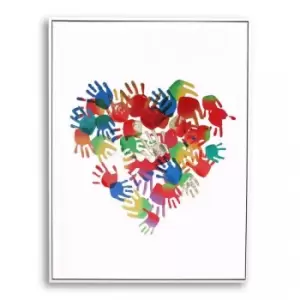 Pn Home - Abstract Wall Art Hand Finished Framed Canvas Print Home Decoration Piece Hands On Heart Framed Print