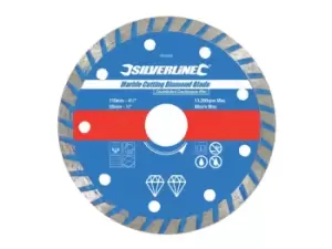 Silverline 950392 Marble Cutting Diamond Blade 110 x 20mm Castellated Continuous Rim