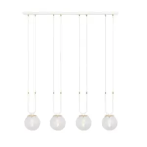 Glam White Globe Bar Pendant Ceiling Light with Clear Glass Shades, 4x E14