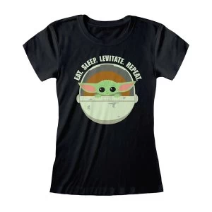 Mandalorian - Eat Sleep Levitate Womens Small T-Shirt - Black