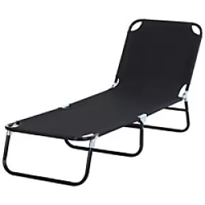 Outsunny Portable Folding Sun Lounger With 3-Position Adjustable Backrest Relaxer Recliner with Lightweight Frame Great for Pool or Sun Bathing Black