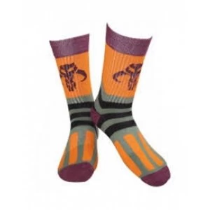 Star Wars Adult Male Bobba Fett Logo Crew Socks 39/42 (Maroon/Orange)