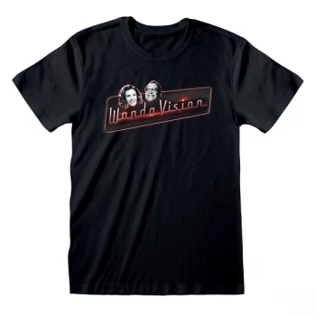 Marvel WandaVision - Logo And Faces Unisex Large T-Shirt - Black