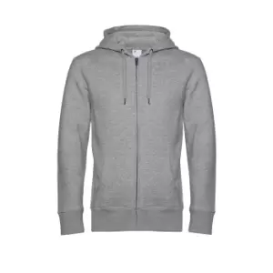 B&C Mens King Zipped Hooded Sweat (XS) (Heather Grey)