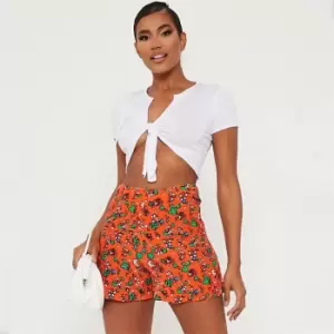 I Saw It First Floral Print Floaty Shorts - Orange