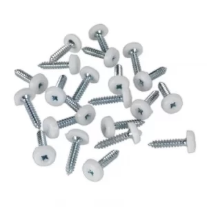 Number Plate Screw Plastic Enclosed Head 4.8 X 24MM White Pack of 50