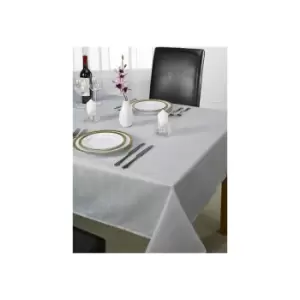 Emma Barclay Linen Silver Grey Checked Printed Table Cloth Plain Silver 60' x 84'