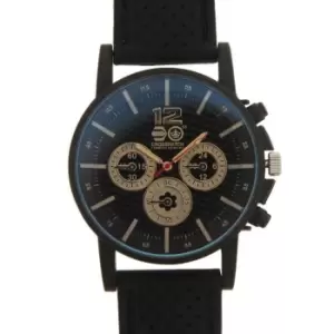 Crosshatch Chequered Rubber Strap Watch Mens - Black