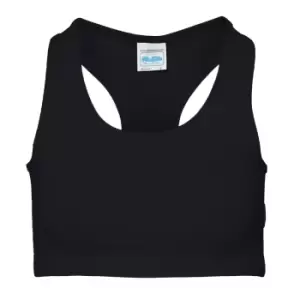 AWDis Just Cool Womens/Ladies Sleeveless Girlie Sports Crop Top (2XS) (Jet Black)