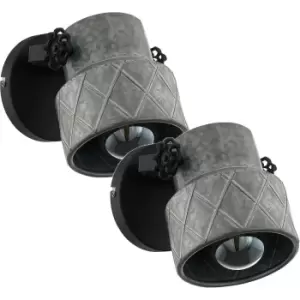 2 PACK LED Wall Light / Sconce Raw Steel Adjustable Drum Shade 1x 40W E27