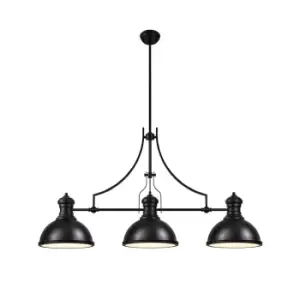 Worcester Linear Ceiling Pendant, 3 Light E27, Matt Black, Frosted Glass