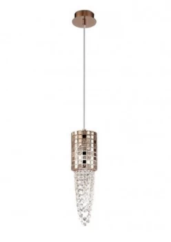 Ceiling Pendant 1 Light G9 Rose Gold, Mosaic Glass, Crystal