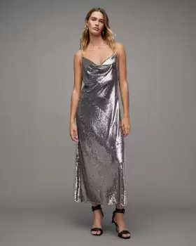 AllSaints Hadley Sequin Midi Slip Dress