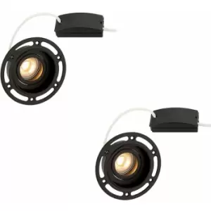 2 PACK Trimless Plaster-In Downlight - 50W GU10 Reflector LED - Matt Black