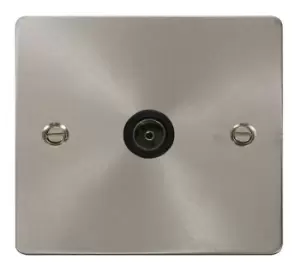 Click Scolmore Define Brushed Steel 1 Gang Coaxial Outlet With Black - FPBS065BK