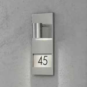 Konstsmide Modena Outdoor Modern House Number Wall Light Stainless Steel, IP44