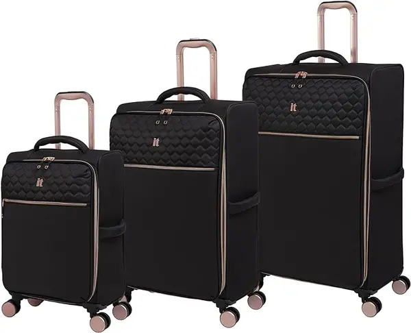 IT Luggage Divinity with TSA Lock Black Suitcase 3Pcs Set