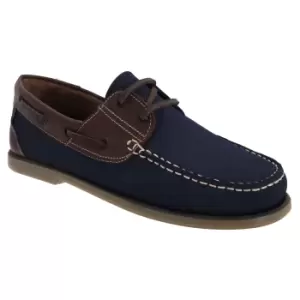 Dek Mens Moccasin Boat Shoes (8 UK) (Navy Blue/BrownA Nubuck/Leather)