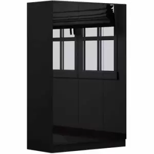 FWStyle High Gloss Black Scandinavian Style 3 Door Wardrobe