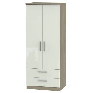 Robert Dyas Kirkhill Ready Assembled 2-Door Wardrobe with Drawers -Taupe Cedar