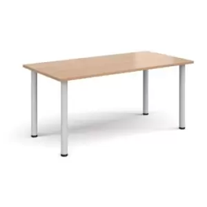 Rectangular white radial leg meeting table 1600mm x 800mm - beech