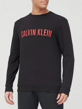 Calvin Klein Logo Lounge Sweatshirt - Black, Size S, Men