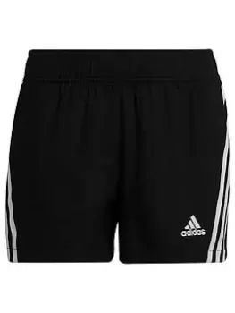 adidas Older Girls Aeroready 3 Stripe Shorts - Black/White, Size 14-15 Years, Women