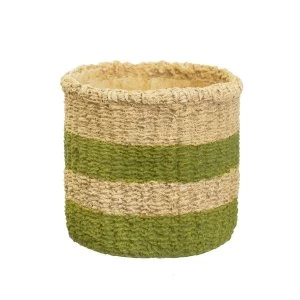 Sass & Belle Green Stripe Cement Basket Planter