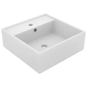 VidaXL Luxury Ceramic Square Basin Overflow - Matt White