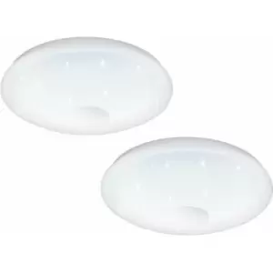 2 pack Flush Ceiling Light White Shade White Plastic Crystal Effect LED 20W Incl