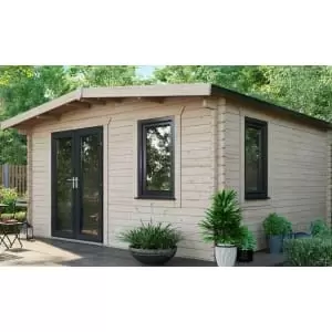 Power Sheds 14 x 14ft Left Hand Door Apex Chalet Log Cabin