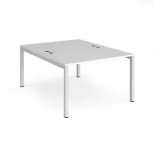 Bench Desk 2 Person Rectangular Desks 1200mm White Tops With White Frames 1600mm Depth Connex