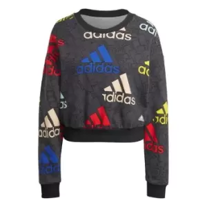 adidas Essentials Multi-Colored Logo Crop Sweatshirt Wome - Carbon / Multicolor / White