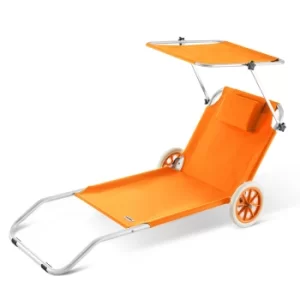 Sun Lounger Kreta Orange Aluminium with Castors