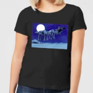 Star Wars AT-AT Darth Vader Sleigh Womens Christmas T-Shirt - Black - S