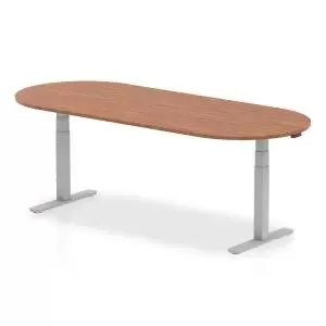 Impulse 2400mm Boardroom Table Walnut Top Silver Height Adjustable Leg