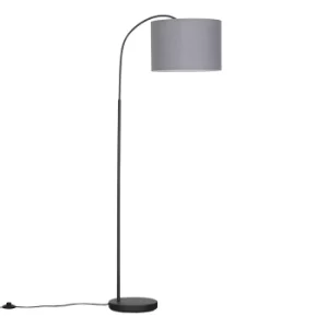 Curva Dark Grey Floor Lamp with Grey Shade