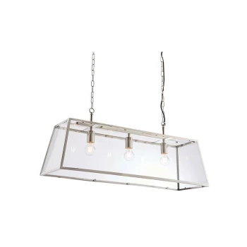 Endon Lighting Hurst - Pendant Bright Nickel Plate & Clear Glass 3 Light Dimmable IP20 - E27