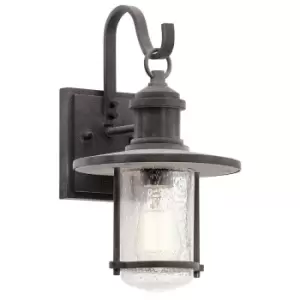 Outdoor IP44 1 Bulb Wall Light Lantern Weathered Zinc LED E27 100W d01774