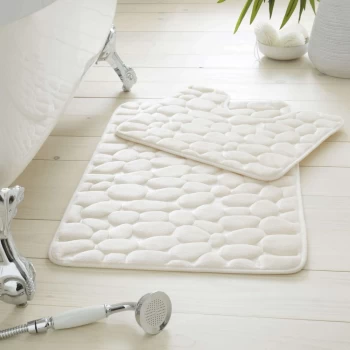 Pebble Cream Bath Mat Set - TJ Hughes