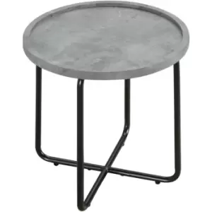 HOMCOM Industrial Side Table with Cement Effect Tabletop End Table W/ Metal Leg - Grey