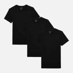 Lacoste Mens 3 Pack Cotton Crewneck T-Shirts - Black - XXL