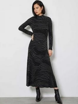 Mint Velvet Zebra Print Jersey Midi Dress - Light Grey