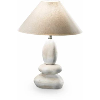 Ideal Lux Dolomiti - 1 Light Small Ceramic Table Lamp Beige, Satin Nickel, E27