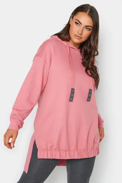 Yours Embellished Tie Hoodie Pink